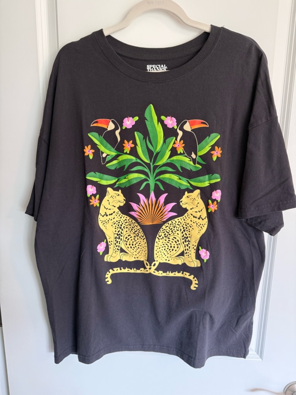 Tropical Leopard & Toucan Graphic Tee in Black - Picture 2 of 4
